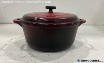 Red 6.2L Cast Iron Dutch Oven With Lid