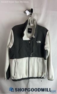 The North Face Women's White/Gray Fleece Tech Panel Sweater - Sz L