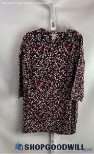 Chico's Women's Black/Pink Heart Shift Dress - Sz M