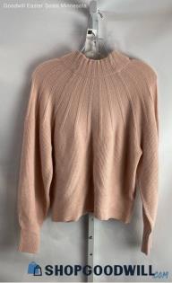 Anthropologie Women's Light Pink Back Tie Ribbed Wool Blend Sweater - Sz S