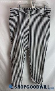 Chico's Women's Gray/Beige Striped Pull-On Pants - Sz 14