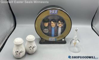 3PC Elvis Presley Lot Sealed Limited Pez Candy Dispenser CD, Glass Bell Salt/Pep