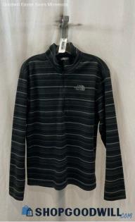 The North Face Women's Gray Striped Fleece Henley Sweater - Sz M