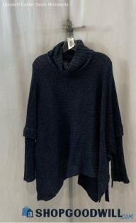 Lucky Brand Women's Navy Side Tie Cowl Neck Sweater - Sz M