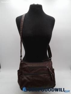 Volganik Rock Brown Faux Leather Crossbody Shoulder Bag Handbag Purse