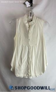 Anthropologie Women's White Button Up Relaxed Fit Tank Top - Sz XS