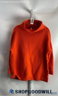 Free People Women's Orange Striped Ribbed Mock Neck Textured Sweater - Sz XS