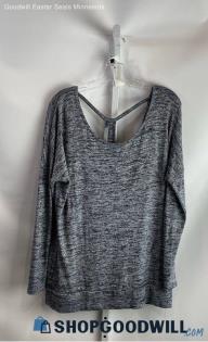 Athleta Women's Heathered Black Racerback Wrap Long Sleeve Shirt - Sz L