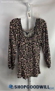 Torrid Women's Pink/White Floral Patterned Peplum Top - Sz 2