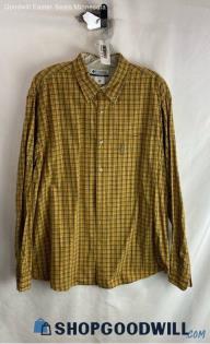 Columbia Men's Yellow/Blue Plaid Tech Button Up Long Sleeve Shirt - Sz XL