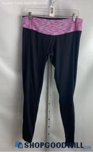 Lululemon Women's Black/Pink Waisted Stash Pocket Ankle Leggings - Sz 12