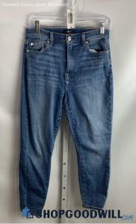 7 For All Mankind Women's Weathered Blue Tapered Jeans - Sz 28