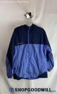 Columbia Women's Powder Blue/Navy Rain Jacket - Sz L