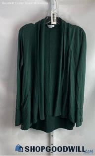 Athleta Women's Dark Green Jersey Knit Ribbed Drape Wrap Open Cardigan - Sz XS