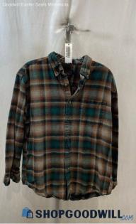 Pendleton Men's Green/Brown Plaid Button Up Shirt - Sz L