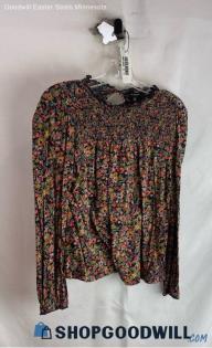 Lucky Brand Women's Black/Yellow Floral Print Blouse - Sz S