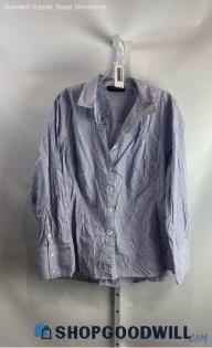 Lane Bryant Women's Blue Stripe Button Up Shirt - Sz 20