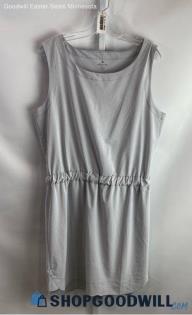 Athleta Women's Gray/White Striped Tech Scrunched Waist Slip Tank Dress - Sz 16