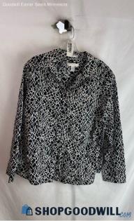 Chico's Women's Black/White Abstract Print Button-Up Shirt - Sz XL