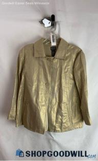 Chico's Women's Gold Shimmer Button Up Fashion Blazer - Sz L