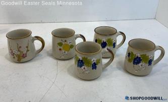 Norleans Korea Ceramic 5 Asstd. Coffee Cups With Floral Pattern