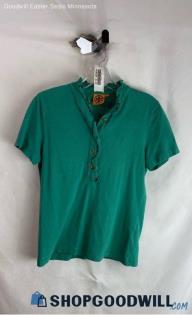 Tory Burch Women's Green 1/4 Button-Up T-Shirt - Sz M