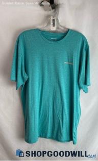 Columbia Men's Teal Heathered Logo Graphic Tech T-shirt - Sz M