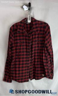 Carhartt Women's Maroon/Black Gingham Button Up Flannel - Sz L