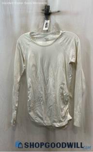 Athleta Women's White Slim Fit Long Sleeve Active Shirt - Sz M