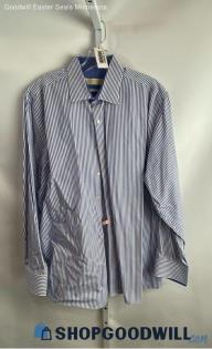 Michael Kors Men's Blue Stripe Dress Shirt Sz 17.5