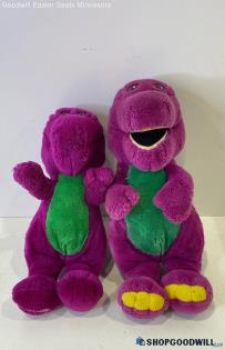 2pc Lyons/Golden Bear Co Barney The Purple Dinosaur Plush Vtg 1992 Approx 13-15"