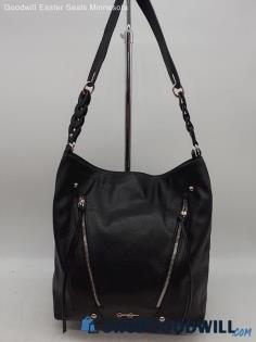 Jessica Simpson Black Faux Leather Hobo Handbag Purse