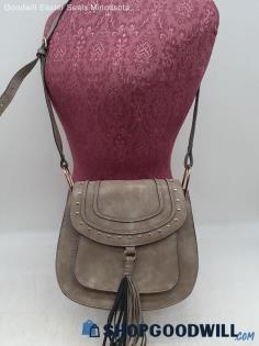 Franco Sarto Taupe Faux Leather Fold Over Crossbody Handbag Purse