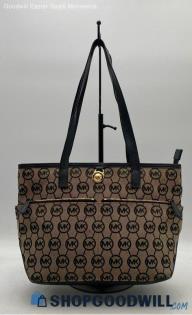 Michael Kors Signature Beige/Black Jacquard Canvas Tote/Shoulder Handbag/Purse