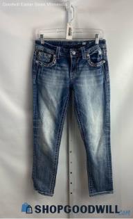 Miss Me Women's Blue Wash Easy Crop Jean - Sz 27