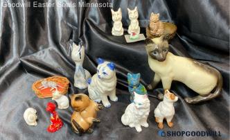 Cats Glass Figurines + Salt & Pepper Shakers