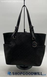 Michael Kors Jet Set Signature Charcoal Black Coated Canvas Tote Handbag/Purse