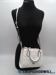 Guess White Faux Leather Satchel Handbag Purse