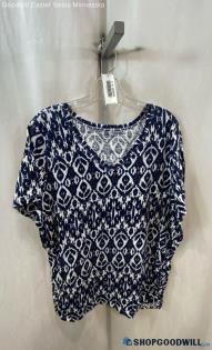 Lane Brynat Women's Blue Pattern T-shirt - Sz 18