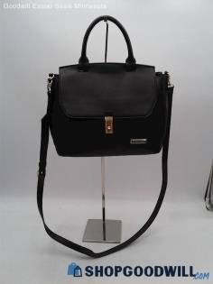 Tahari Black Faux Leather Satchel Handbag Purse