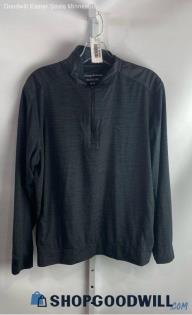 Tommy Bahama Men's Heathered Black 1/2 Zip Hybrid Tech Shoulder Sweatshirt sz M