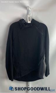 Athleta Women's Black Shoulder Zip Plush Lined Cozy Turtleneck Sweater - Sz M