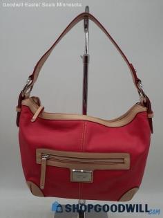 Tignanello Salmon Pebbled Faux Leather Hobo Handbag Purse