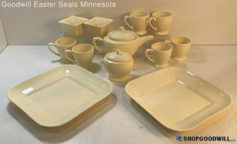 12pc Thomas O'brien Clair Dinnerware Set W/ Platters, Cups, Teapot +More