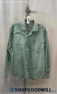 Tommy Bahama Men's Aqua/Orange Plaid Patterned Button Up Long Sleeve Shirt Sz M