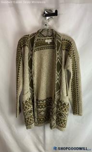 Lucky Brand Women's Beige/Tan Design Print Knit Open Cardigan - Sz S