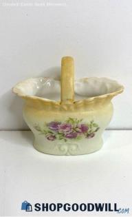 Vintage Austria Porcelain Mini Basket Vase Figurine