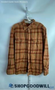 The North Face Men's Beige/Red Plaid Flannel Button Down - Sz L