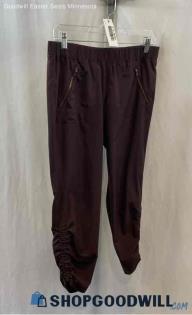 Athleta Women's Maroon Lightweight Pull On Ruched Ankle Pants - Sz 6