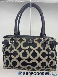 Coach Signature Black/Gray Canvas Jacquard Shoulder Bag Tote Handbag/Purse